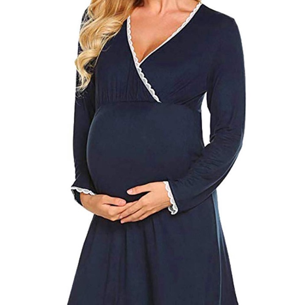 Medium long sleeve Breastfeeding Nursing Gown